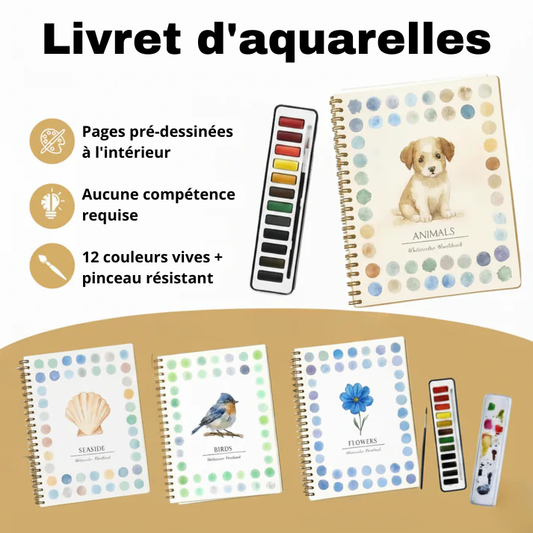 Ensemble complet de livres d'aquarelle - et pinceaux offerts🎁